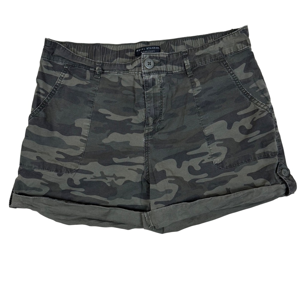 Social Standard Sanctuary Shorts L 17in Camo Utility Cargo Green Gorpcore